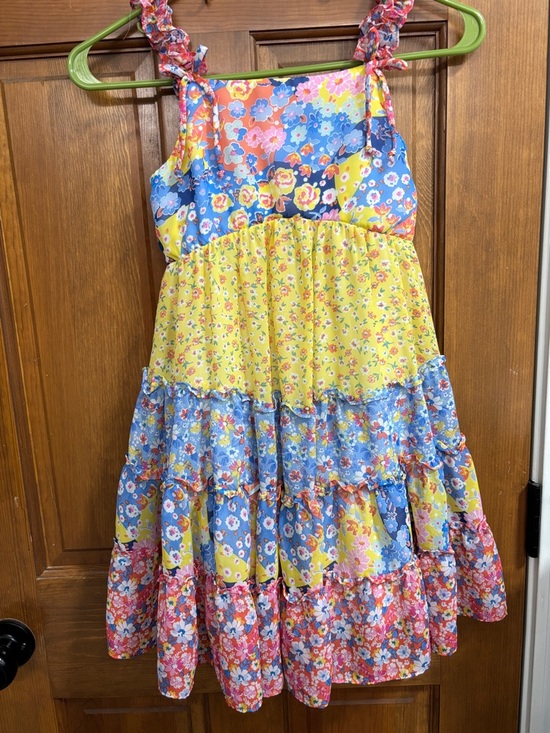 Jona Michelle Other - Jona Michelle Girls' Yellow & Blue Floral Tiered Sundress Size 8 EUC